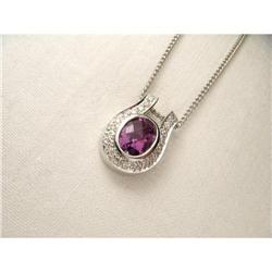 14K WG Gold Amethyst Diamond Pendant Slide #1612944