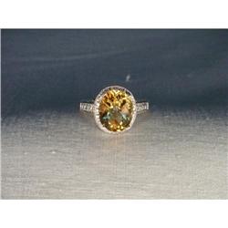 Estate 14K WG Huge Citrine Diamond Filigree #1612952