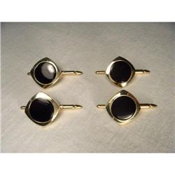 Estate 14K YG Gold Onyx Mens Tuxedo Studs #1612969