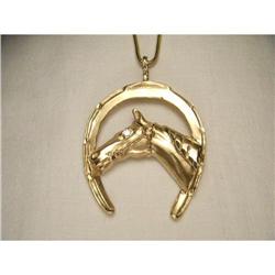 14K Diamond Equestrian Horse Horseshoe Pendant #1612971