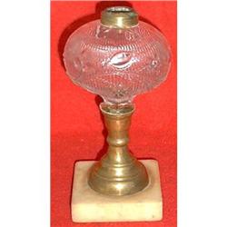 1860s PERIWINKLE EAPG OIL LAMP WITH BRASS  #1613064