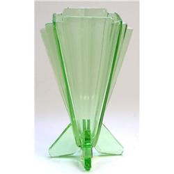 Czech  Art Deco Glass Green Rocket Vase #1621117