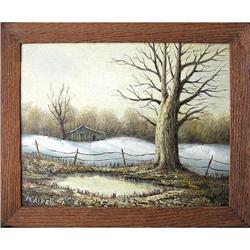 ORIG OIL / COUNTRY LANDSCAPE IN WINTER #1621245
