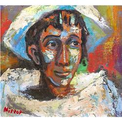 ORIG OIL PAINTING TEENAGER IN CLOWN MAKE-UP #1621250