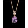 Estate Amethyst Diamond Gold Pendant Necklace #1621421