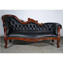FRENCH VICTORIAN LEATHER CLUB SOFA SETTEE #1621554