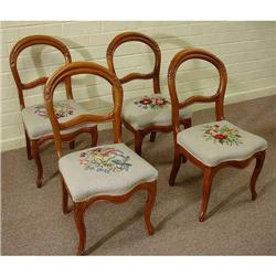 FOUR 1900s FRENCH VICTORIAN NEEDLEPOINT CHAIRS #1621560