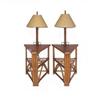 Image 1 : Pair vintage rattan end tables w/ lights-modern#1631973