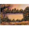 Image 1 : ORIG OIL PAINTING SUNSET WITH POND AND TREES #1632362