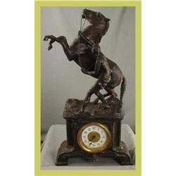 Antique French Art Nouveau Mantle Clock Horse #1632466