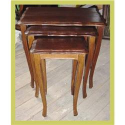 French Provincial Nesting Tables Carved Oak NR #1632474