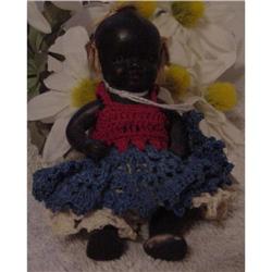Doll Black Bisque Japan Baby Girl 4.5" #1632659