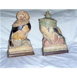 Large Polynesian  polychrome bookends #1632678