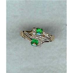 English Art Deco Emerald & Pearl Ring #1632697