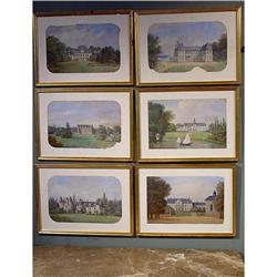 SET of 6 CHATEAU Paintings - FRENCH 19th C. #1632734