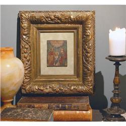 Antique FRAMED Spanish Miniature Oil on Tin- #1632738