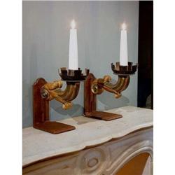 PAIR 18th C. SPANISH Candleholders ? GILDED #1632739