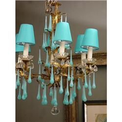 Vintage TURQUOISE teardrop Chandelier #1632744