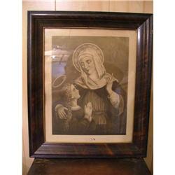 RARE ST ANNE PRINT IN OLD FRAME VERY OLD! #1632780