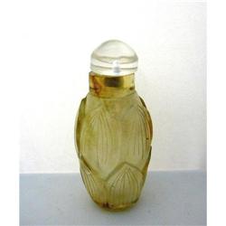 Natural Crystal Snuff Bottle With Lotus Carving#1632784