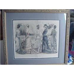 GORGEOUS ORIGINAL 1870s FASHION ENGRAVING #1632796