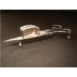 VICTORIAN SILVER PLATE CANDLE SNUFFER & TRAY  #1632805