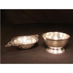 ANTIQUE STERLING SILVER TEA STRAINER / UNDER #1632806