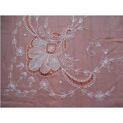 ANTIQUE FRENCH LACE NETTED TAMBOUR WORK CURTAIN#1632808