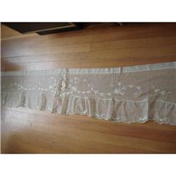 ANTIQUE FRENCH LACE CURTAIN VALANCE TAMBOUR #1632810