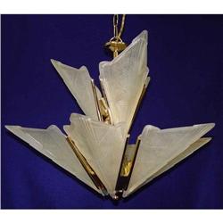 9 lite Deco Frosted Glass Slip Shade Chandelier#1632816