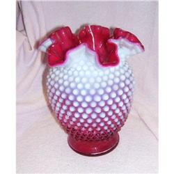 FENTON CRANBERRY HOBNAIL VASE #1632848