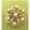 Image 1 : 14K Yellow Gold w/ Pearls Swirl Brooch/Pendant #1643322