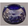 Image 1 : Czech Bohemian COBALT BLUE Horses Ashtray #1643330