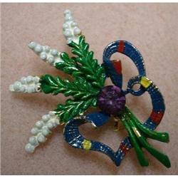 SCOTTISH HEATHER ENAMEL  BROOCH  #1643438