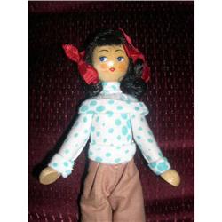 Polish Wooden Doll Turtleneck  Pigtails Girl #1643575