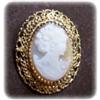 Image 1 : Shell Cameo in Gold Washed Sterling Filigree #1643703