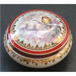 Limoges France WINTER SCENE Powder Jar #1643893