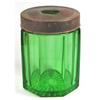 Image 1 : Green Depression Glass Brass Lid Hair Receiver #1643927