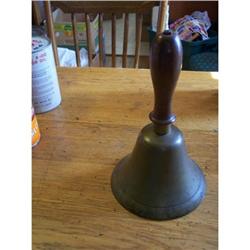 Large Antique Hand School Bell-Brass #1644030