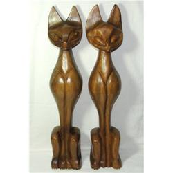 20  Hand Carved Mahogany Eqyptian Cat Figures #1644033