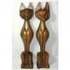 Image 1 : 20" Hand Carved Mahogany Eqyptian Cat Figures #1644033