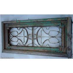 French Colonial Pine / Ornate Iron Antique Door#1644038