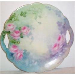 Hand Painted Rose Decorated Cake Plate #1644124