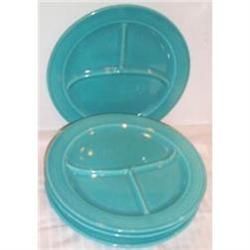 Four Vintage Turquoise Fiesta Compartment Plate#1644133