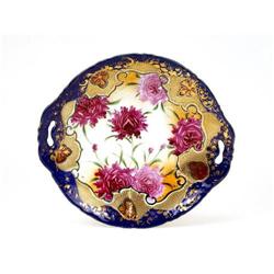 Old Japanese Nippon Cobalt Blue Rose Tray #1644255