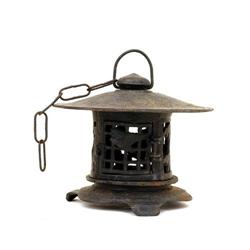 Old Japanese Cast Iron Pagoda Garden Lamp #1644256