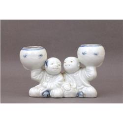 19C Japanese Blue & White Hirado 2 Boy #1644258