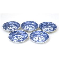 5 Old Japanese Blue & White Imari Dragon Dish #1644273