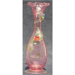 Murano Cranberry Speckle Art Glass Vase #1644489