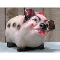 Chalkware Pig with Red Bow Bank #1644490